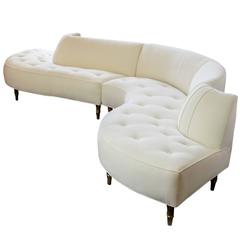 High Glam Two-Piece 1950s Serpentine Sofa in the Style of Vladimir Kagan