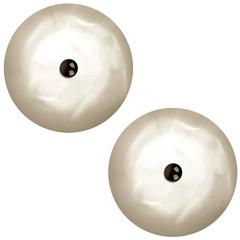 Pair Very Large Space Age Disc Sconces Wall Lamps, 1970s Modernist Design