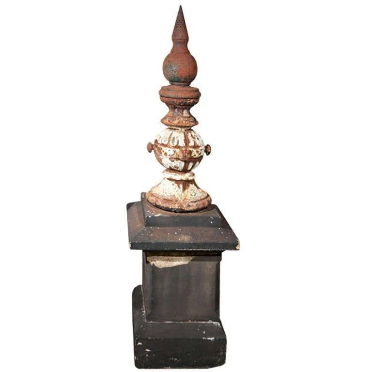 Carved Yorkstone and Cast Iron Lamp Post Fountain For Sale