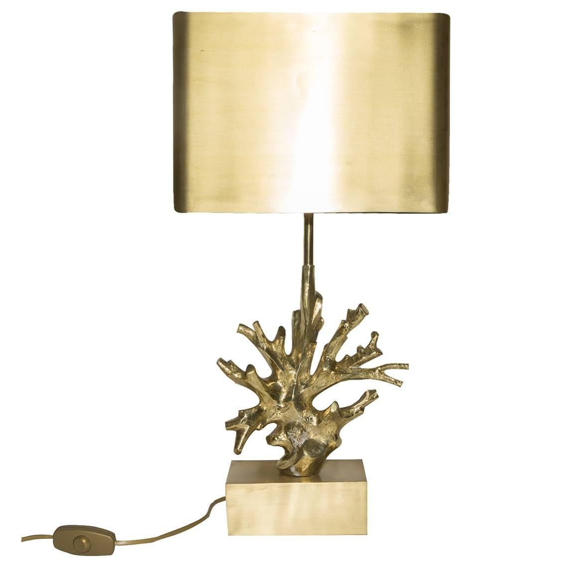 Gilded Bronze coral shape lamp, Maison Charles Paris, 1960s, Made in France