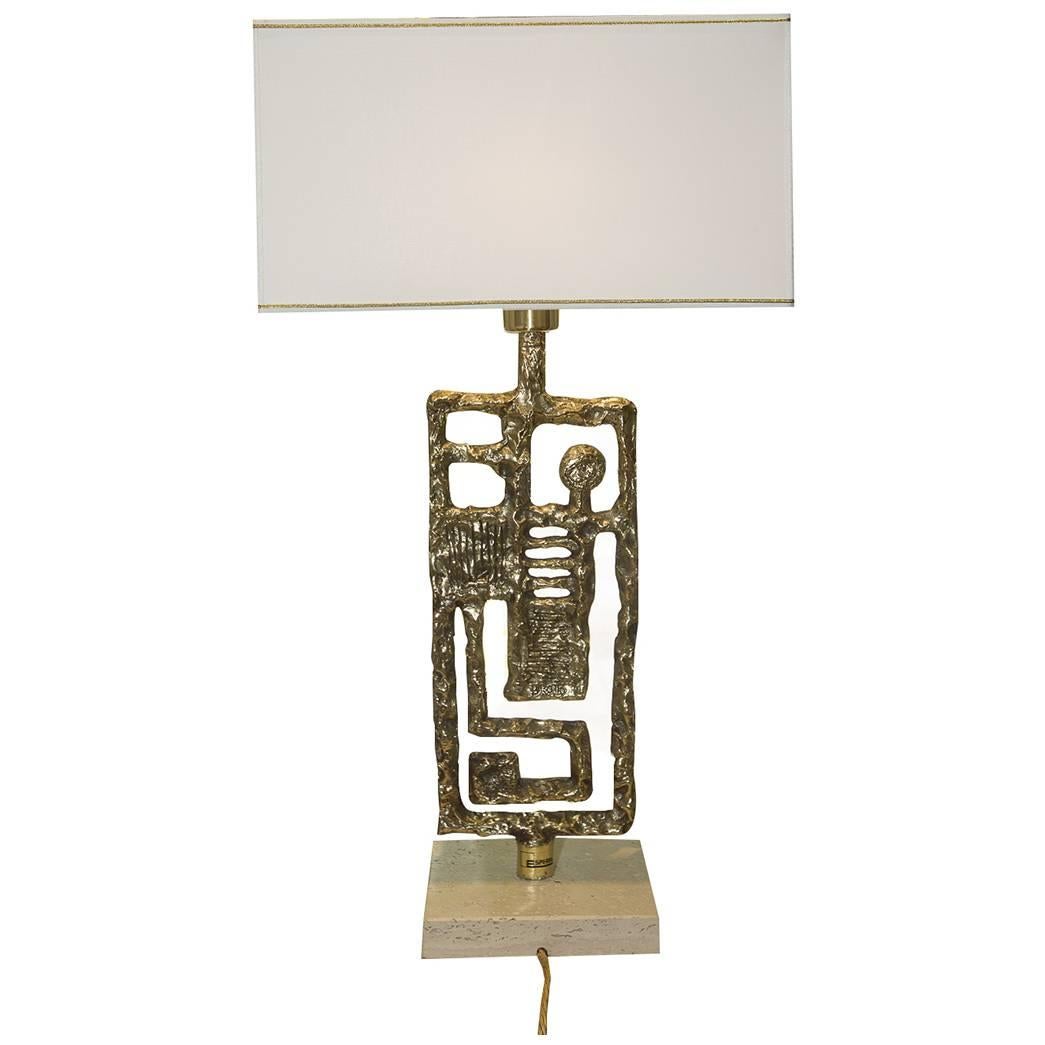 Gilded Bronze Lamp, Angelo Brotto, 1960s-1970s, Italy