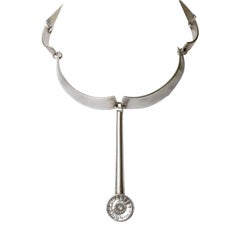 Scandinavian Modern Silver Necklace, Rock Crystal Pendant by Alstrom, 1960s