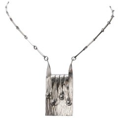 Scandinavian Modern Silver Necklace and Pendant by Eksjo, 1972