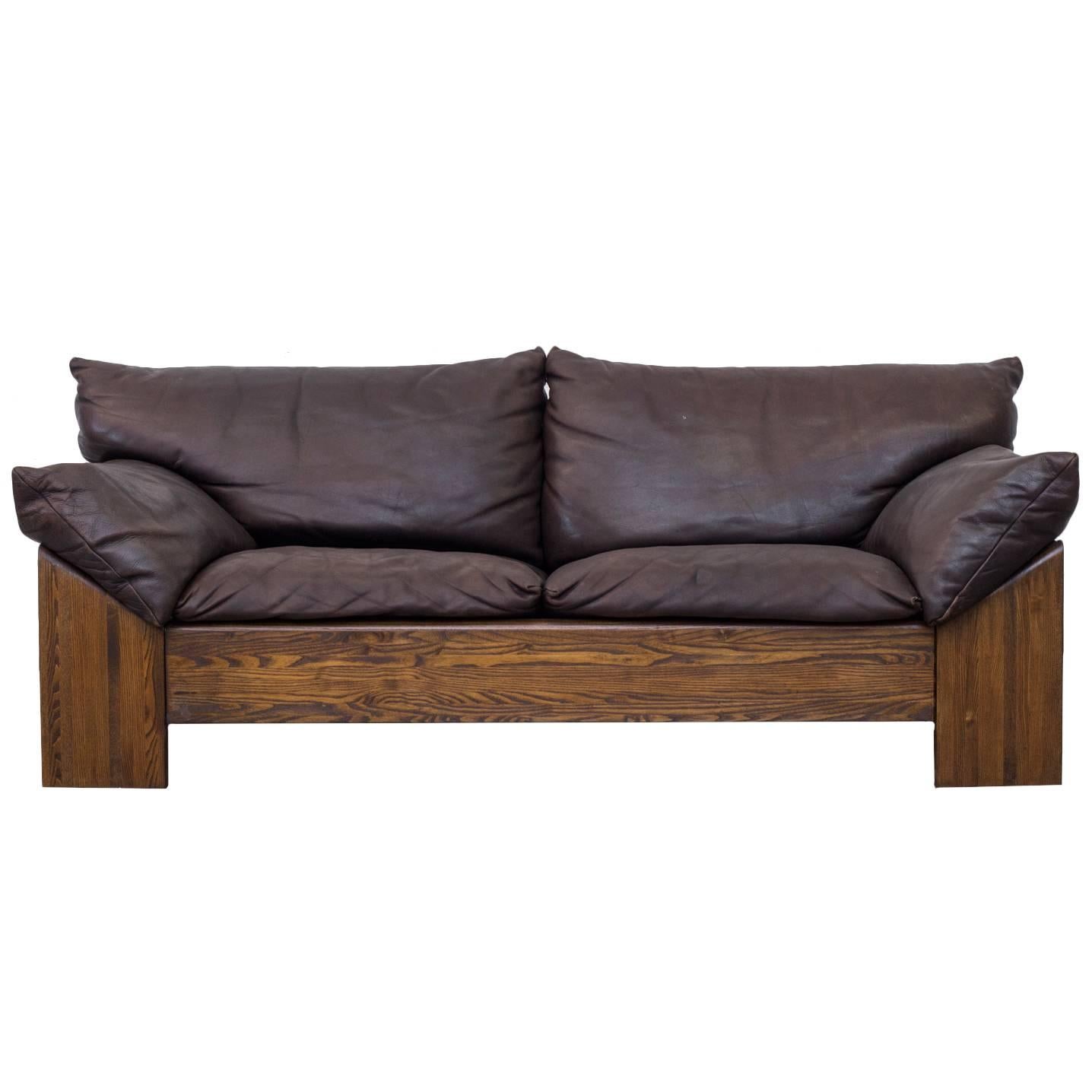 Leolux Two-Seat Buffalo Leather Sofa