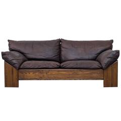 Vintage Leolux Two-Seat Buffalo Leather Sofa