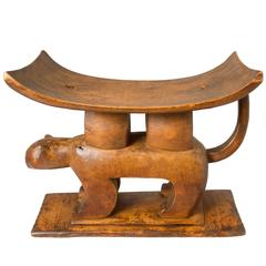 African Chief Stool with Cat Motif