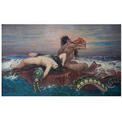 Unknown Artist, after Böcklin, Mythological Scene with Merman, circa 1930s