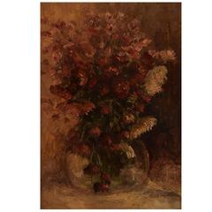 Flowers in a Vase, Oil on Canvas, Unknown French Artist, circa 1900