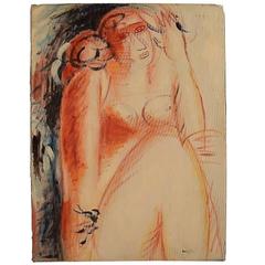 Oil on Canvas, Naked Woman, Unknown Artist, 20th Century