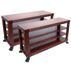 Pair of Neoclassical Mahogany Regency Style Shelves, circa 1950 11