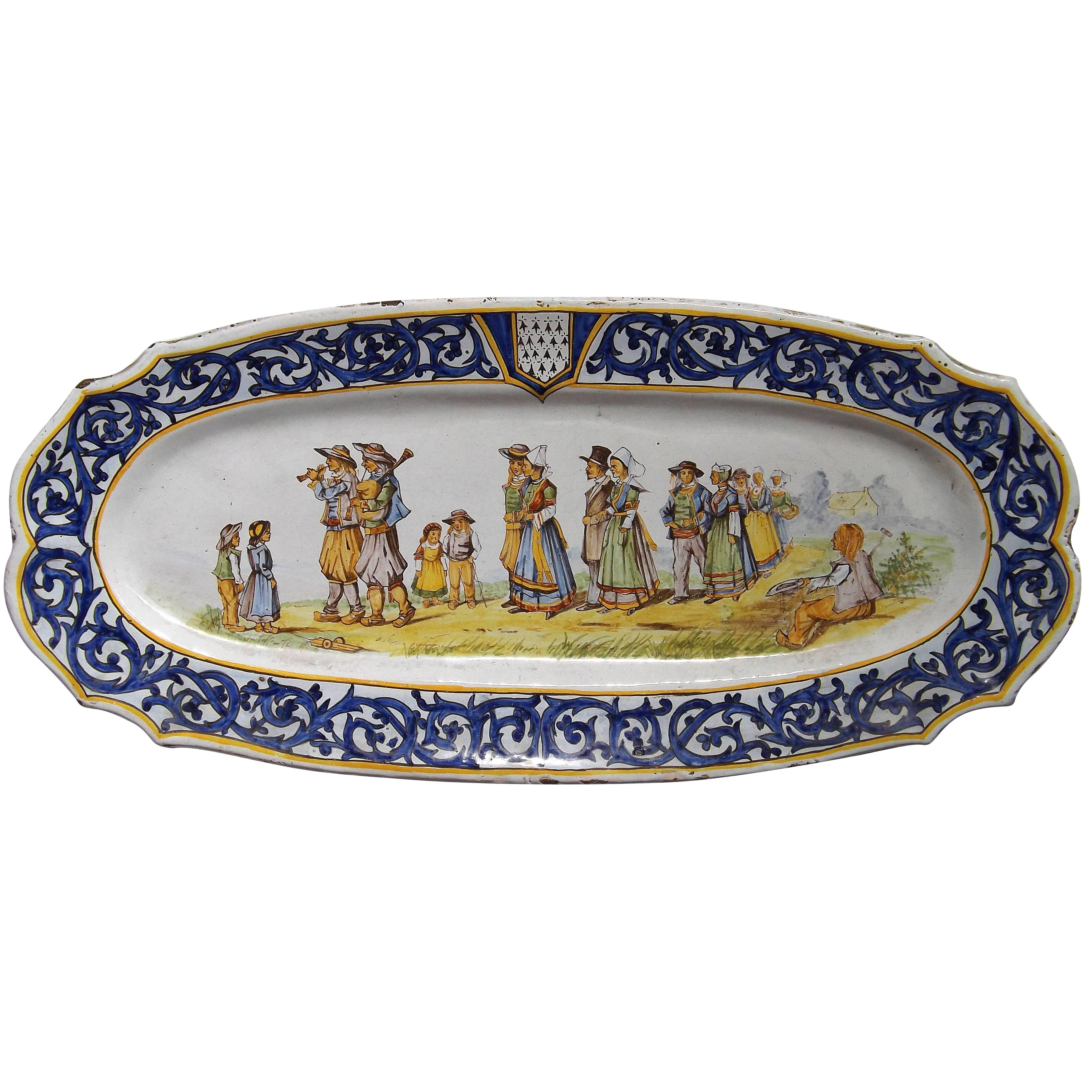 Early Henriot Quimper Platter by Camille Moreau, circa 1893