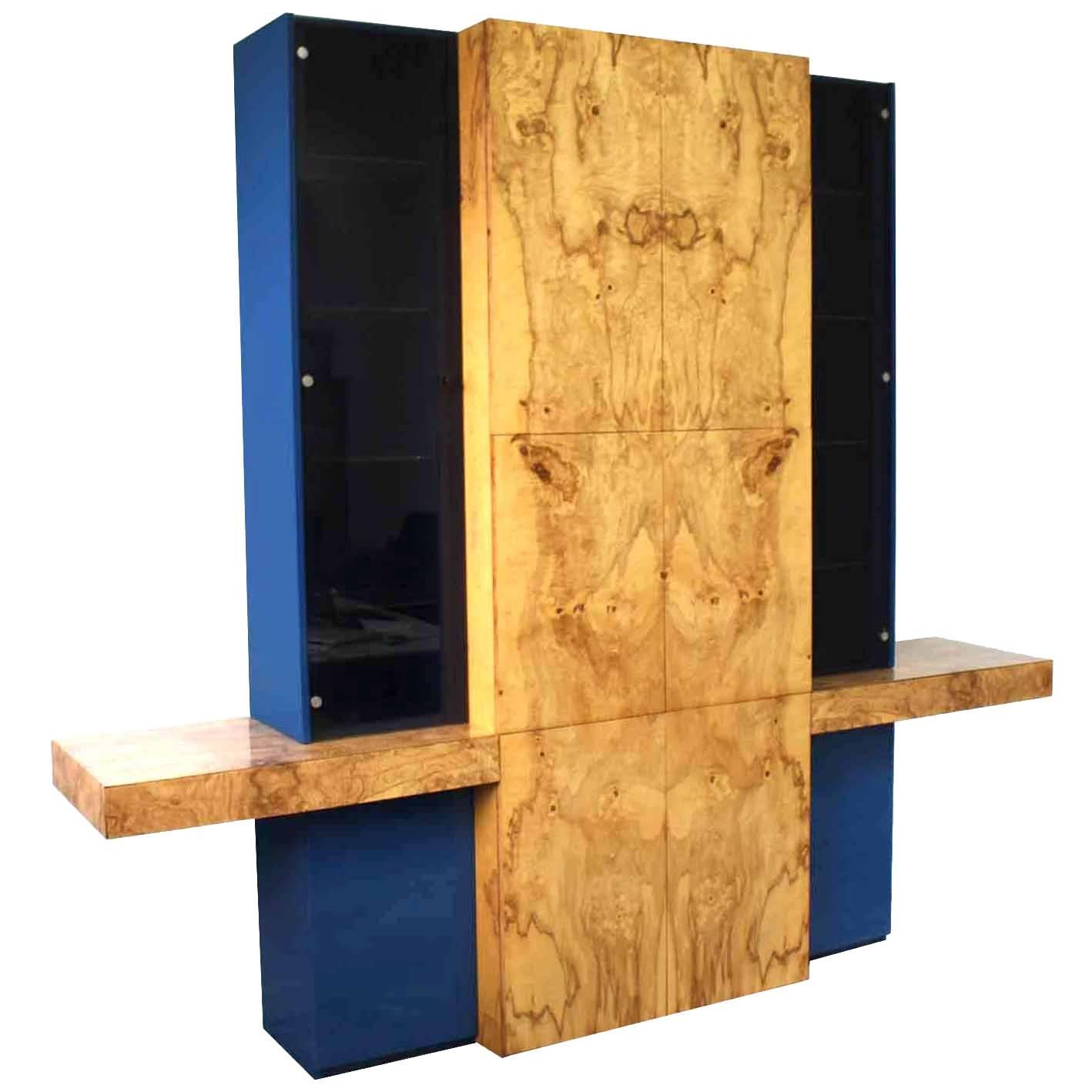 Vladimir Kagan Burl Wood Wall Unit Cabinet Sideboard For Sale