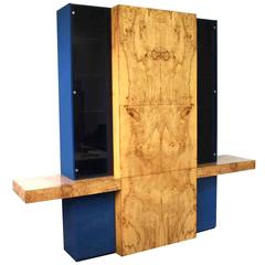 Vladimir Kagan Burl Wood Wall Unit Cabinet Sideboard