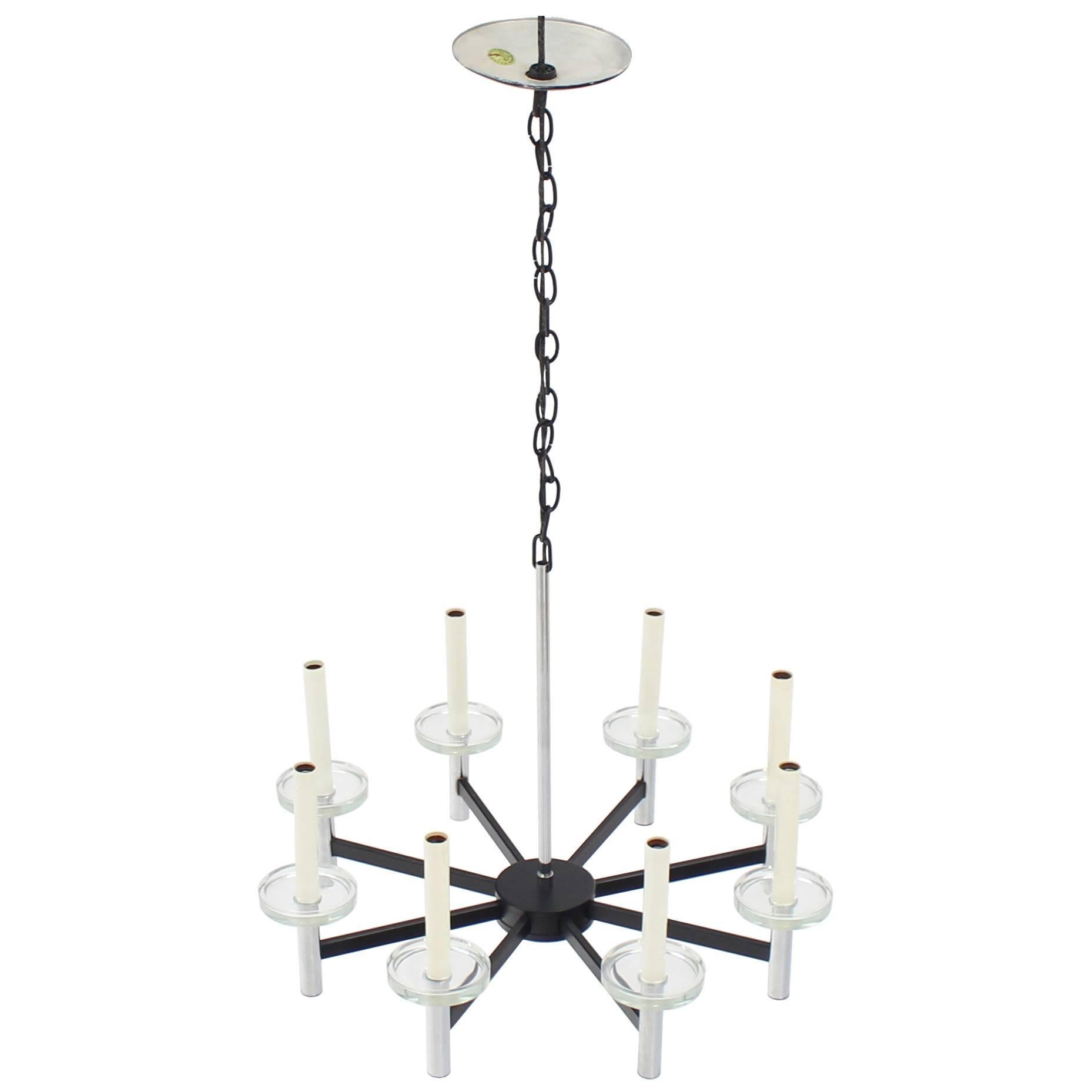 Chrome and Glass Light Fixture For Sale