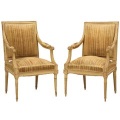 Antique Louis XVI Armchairs in Original Paint 7
