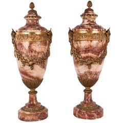 Pair of Louis XVI Style Marble and Ormolu Urns