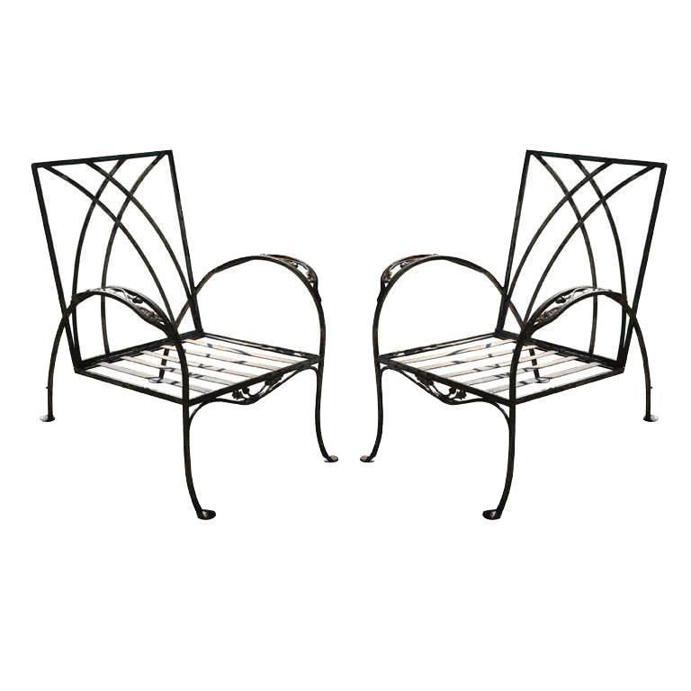 Pair Of Vintage Cast Iron Garden Chairs For At 1stdibs Pair Of Regency Style Iron Garden Chairs