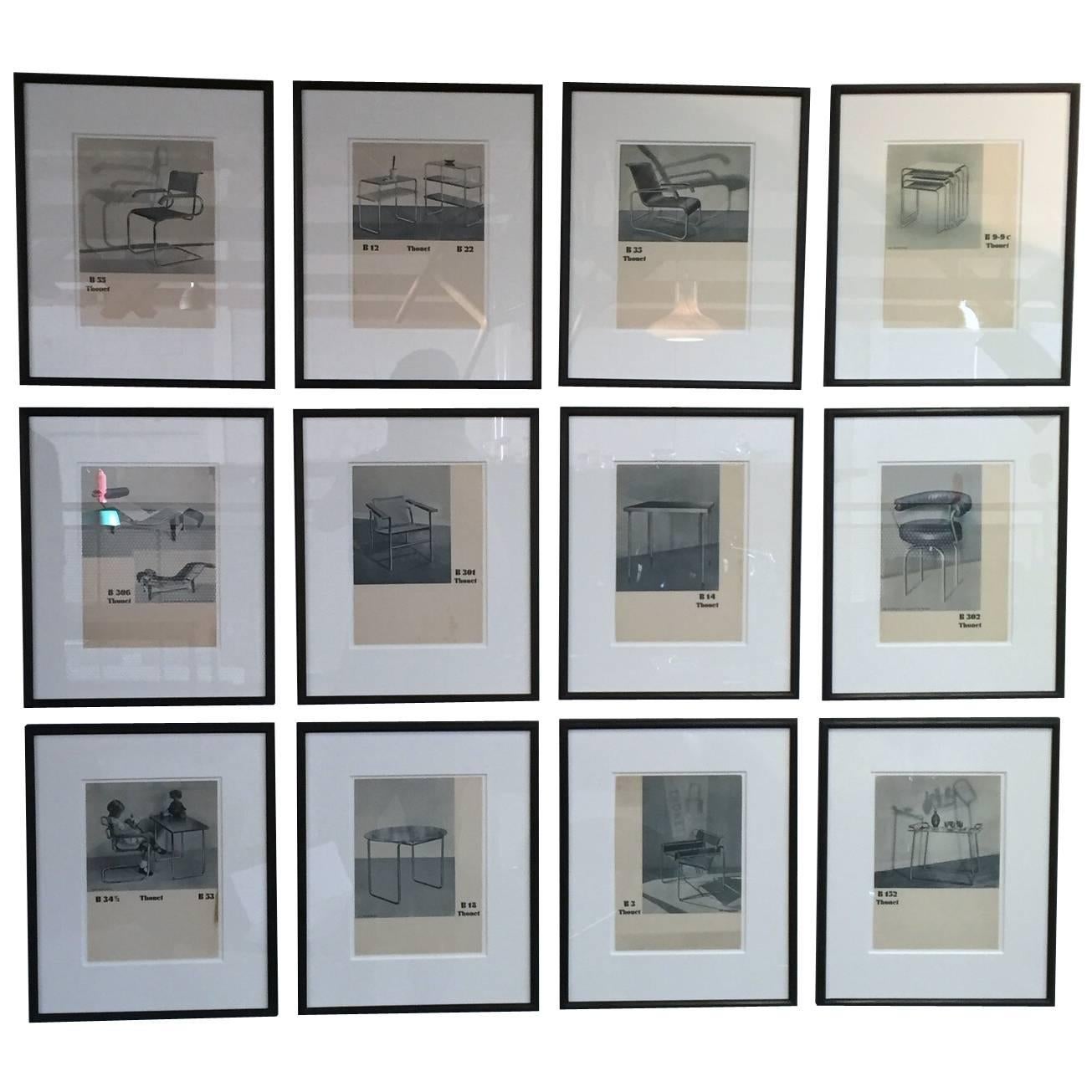 Framed Cards from the Original Thonet Katalog Stahlrohrmöbel Bauhaus For Sale