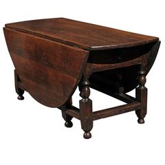 Antique English Oak Low Drop-Leaf Table