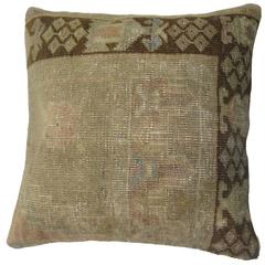 Turkish Oushak Pillow with Chocolate Brown Border