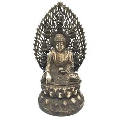Silver Bronze Buddha with Flying Goddesses