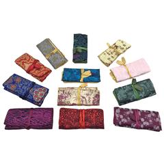 Lot of 12 Silk Jewelry Rolls, Travel Pouches