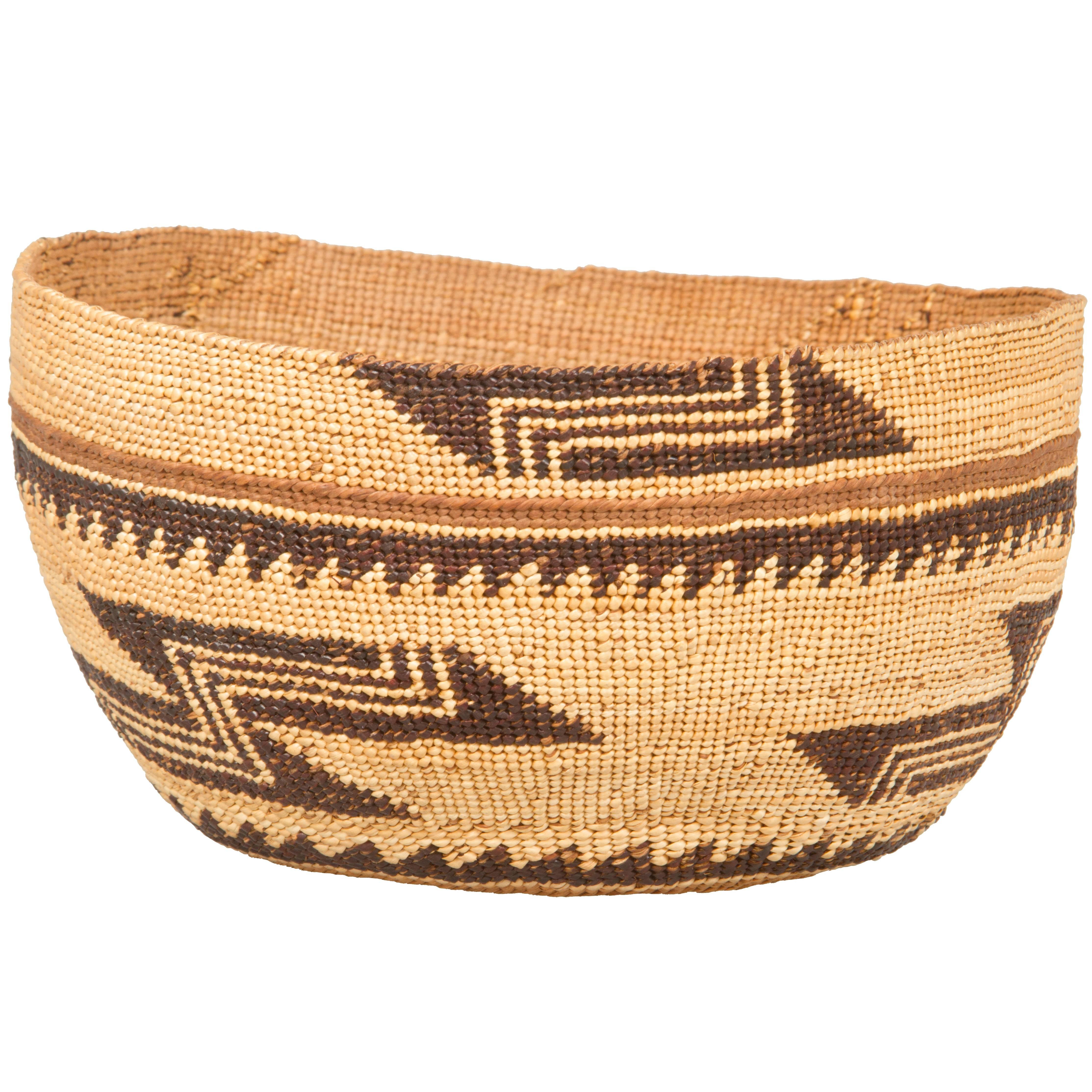 Fine Native American Hupa Woven Basket For Sale