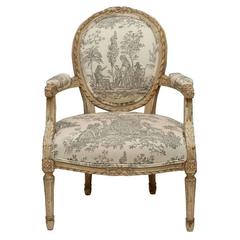 Louis XVI Style Painted Fauteuil