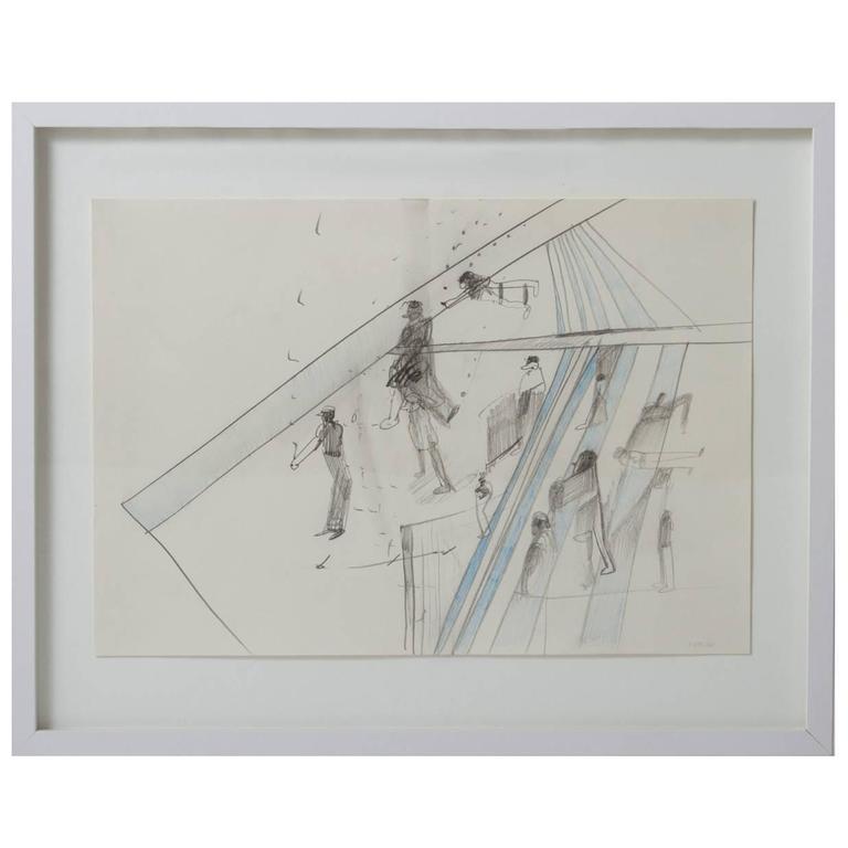 Ignacio Valdes, IV Little Drawing, Oil on Paper, One of a Kind For Sale