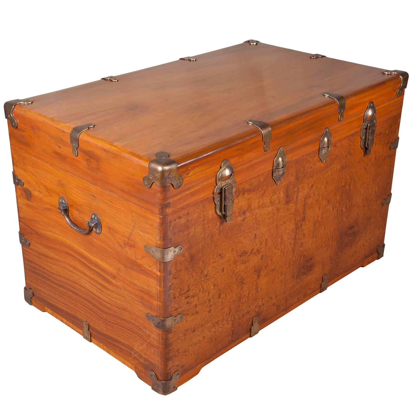 Late 19th Century Camphor Wood Sea Chest with Brass Hardware