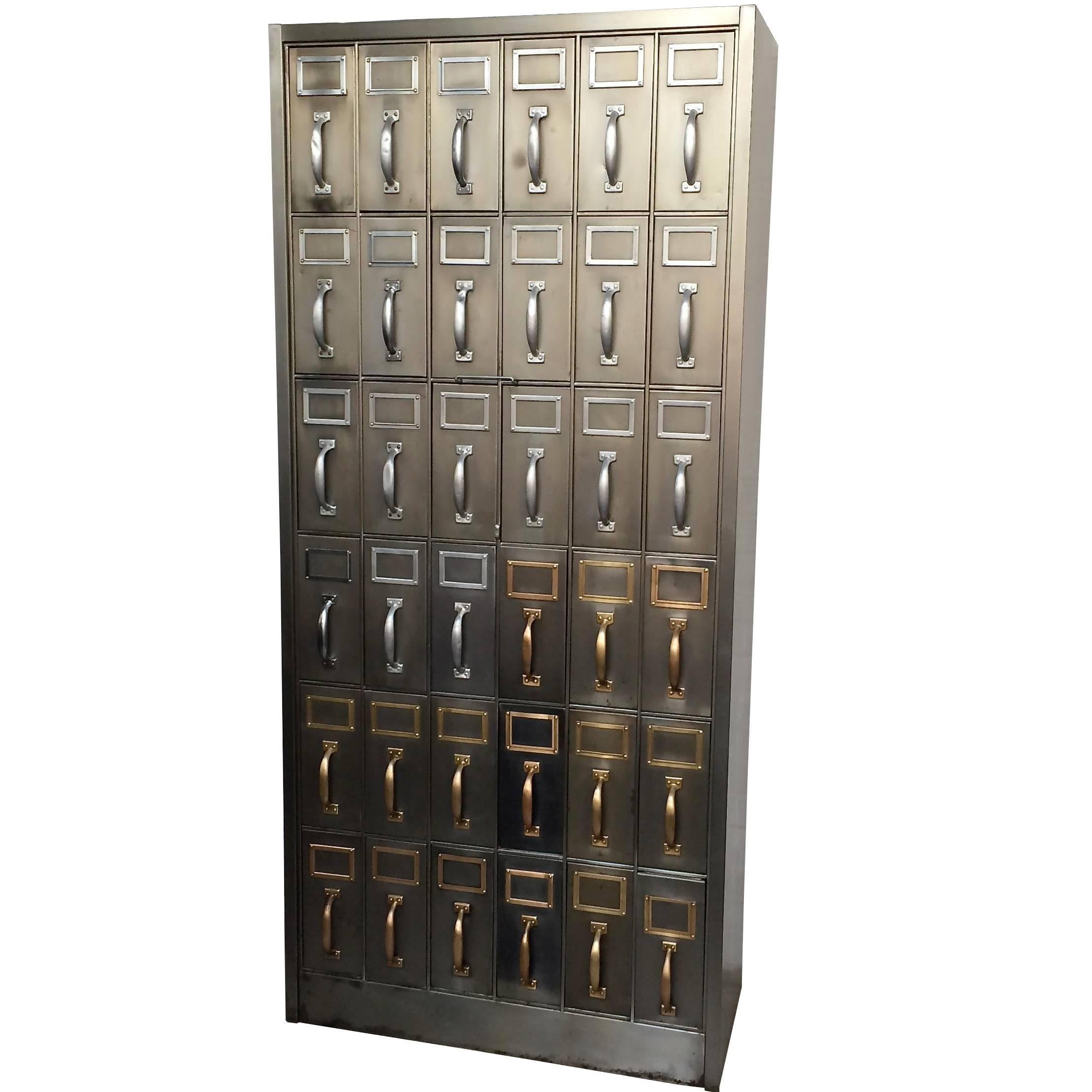 Large Industrial Brushed Steel Legal File Cabinet