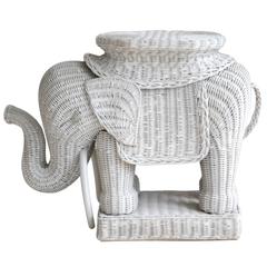 Vintage Mid-Century Italian Woven Rattan Elephant Form Occasional Table 