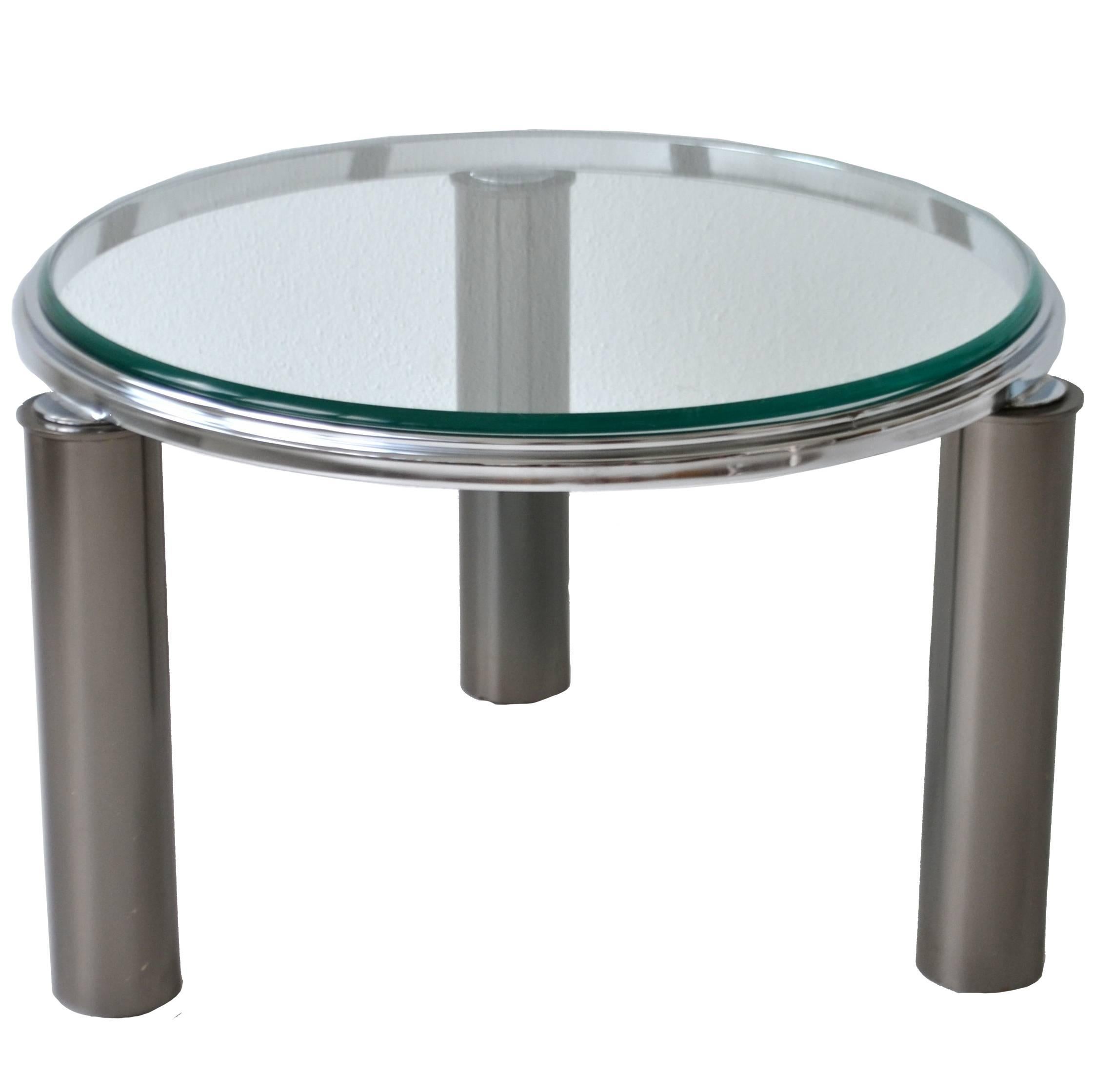 Postmodern Gunmetal and Chrome Side Table For Sale