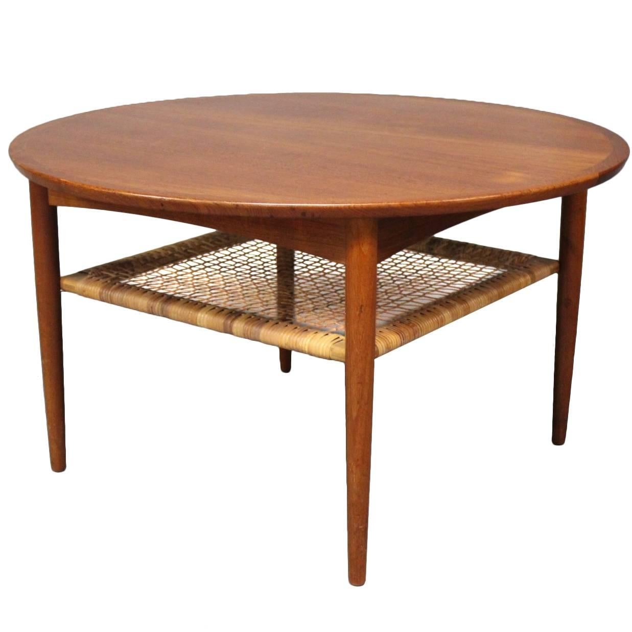 Coffee Table in Teak with Cord Shelf by Møbelintarsia, 1960s