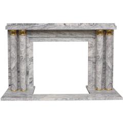"Paquebot, " Art Deco Style Fireplace with Columns in Lilas Marble