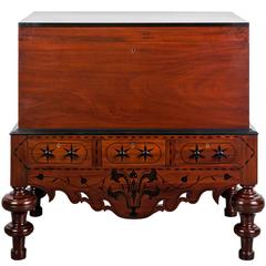 Antique Indo-Dutch or Dutch Colonial Mahogany and Ebony Chest on Stand