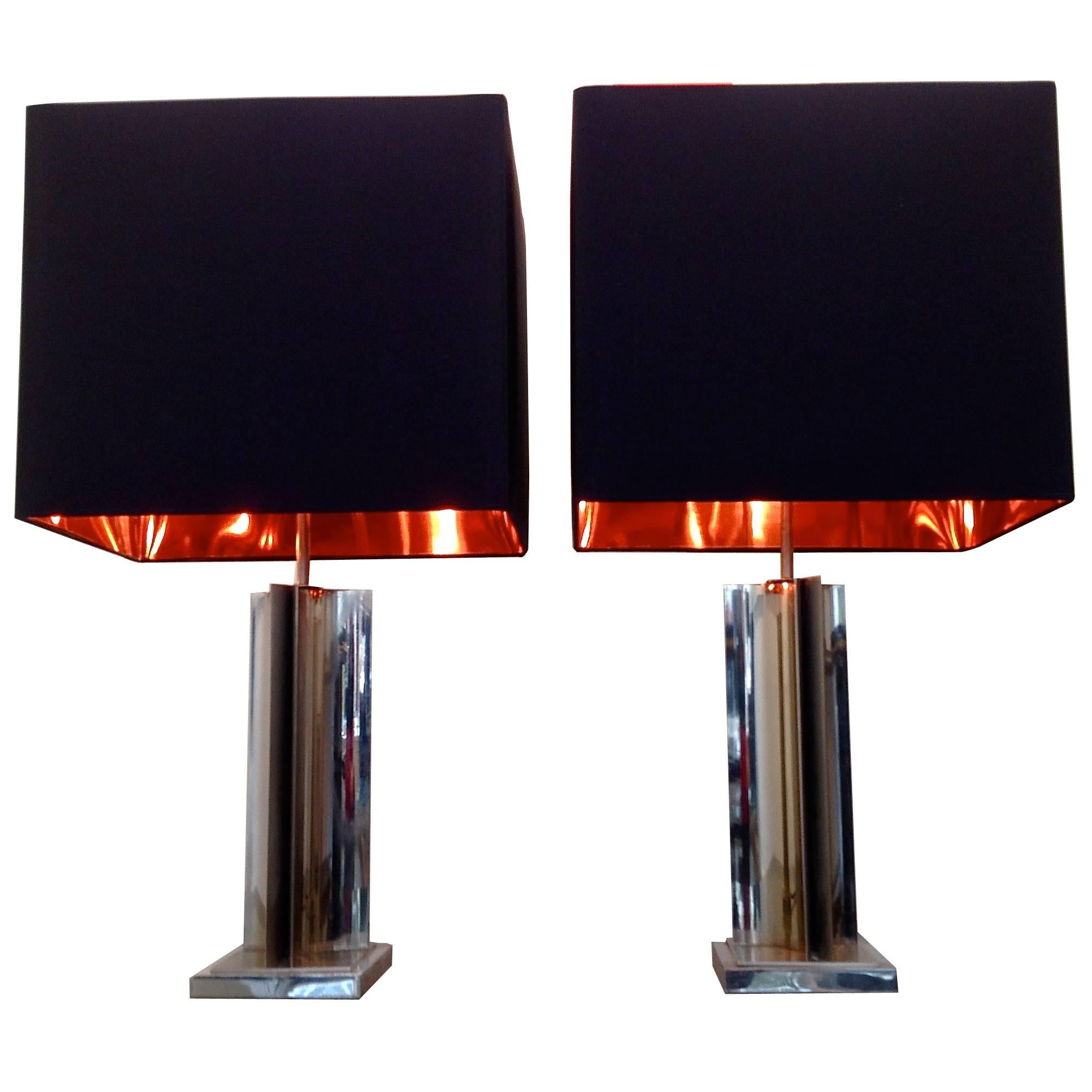 Pair of Chrome Lamps
