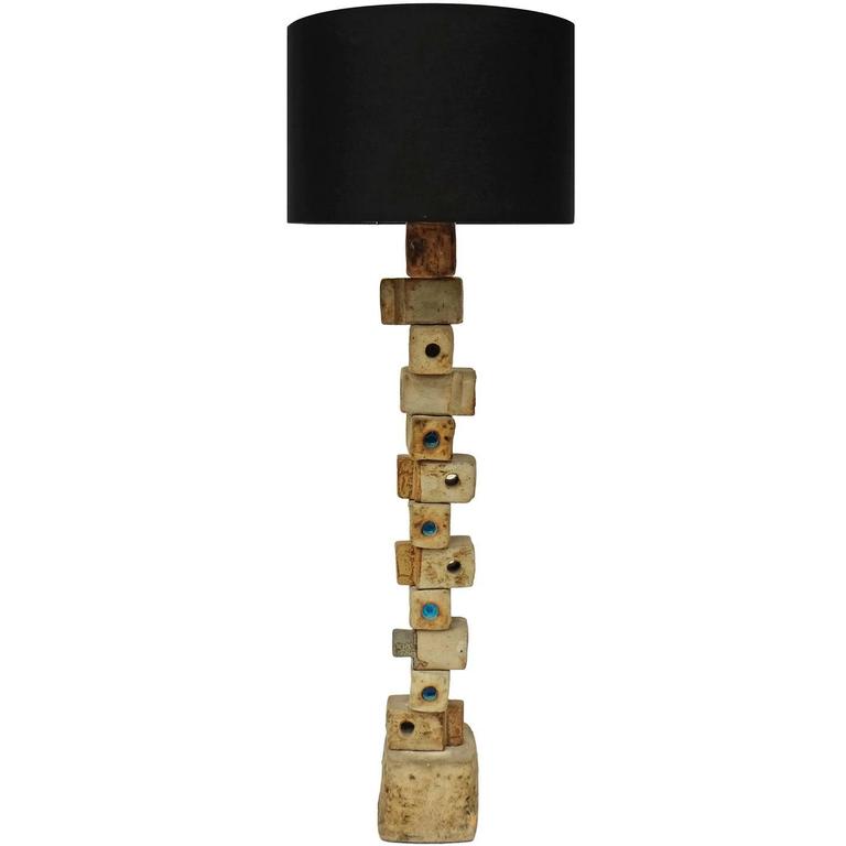 1960s Ceramic Totem Floor Lamp By Bernard Rooke
