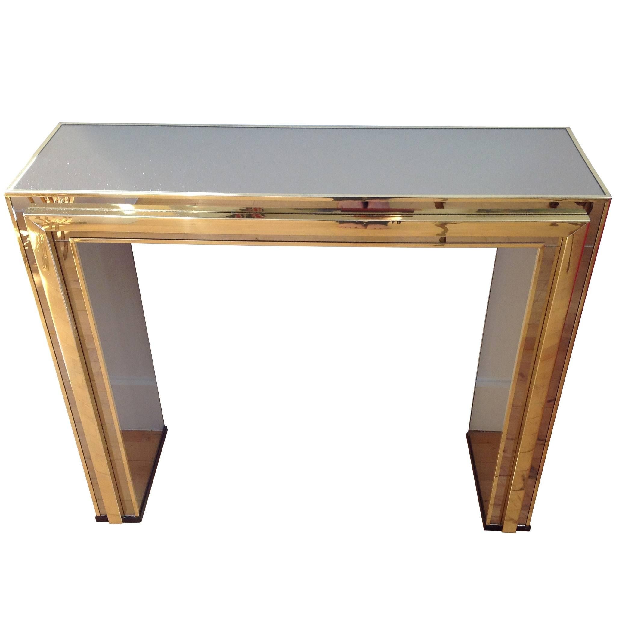 Smoked Mirror and Brass Console