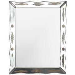 Elegant Scalloped Mirror with Etched Gilt Decoration