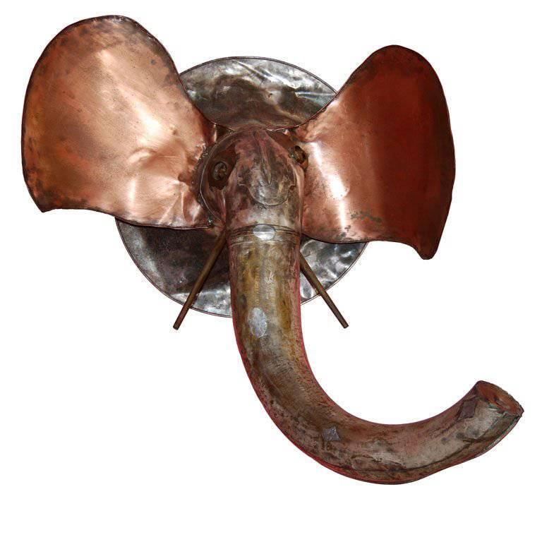 Folk Art Elephant Sculpture For Sale at 1stDibs