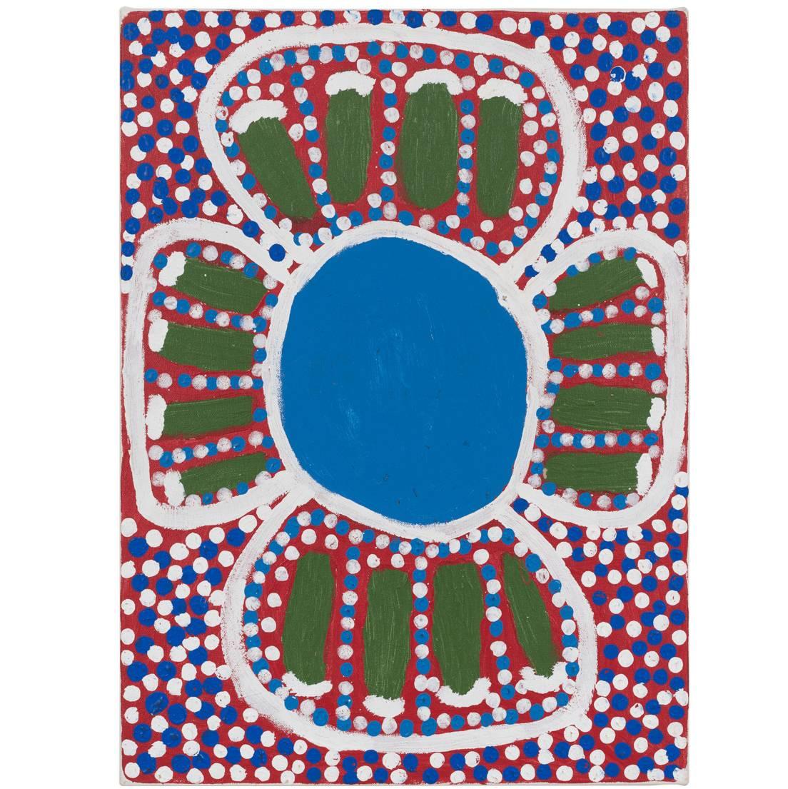 Small Australian Aboriginal Painting of Desert Spring and Vegetation For Sale