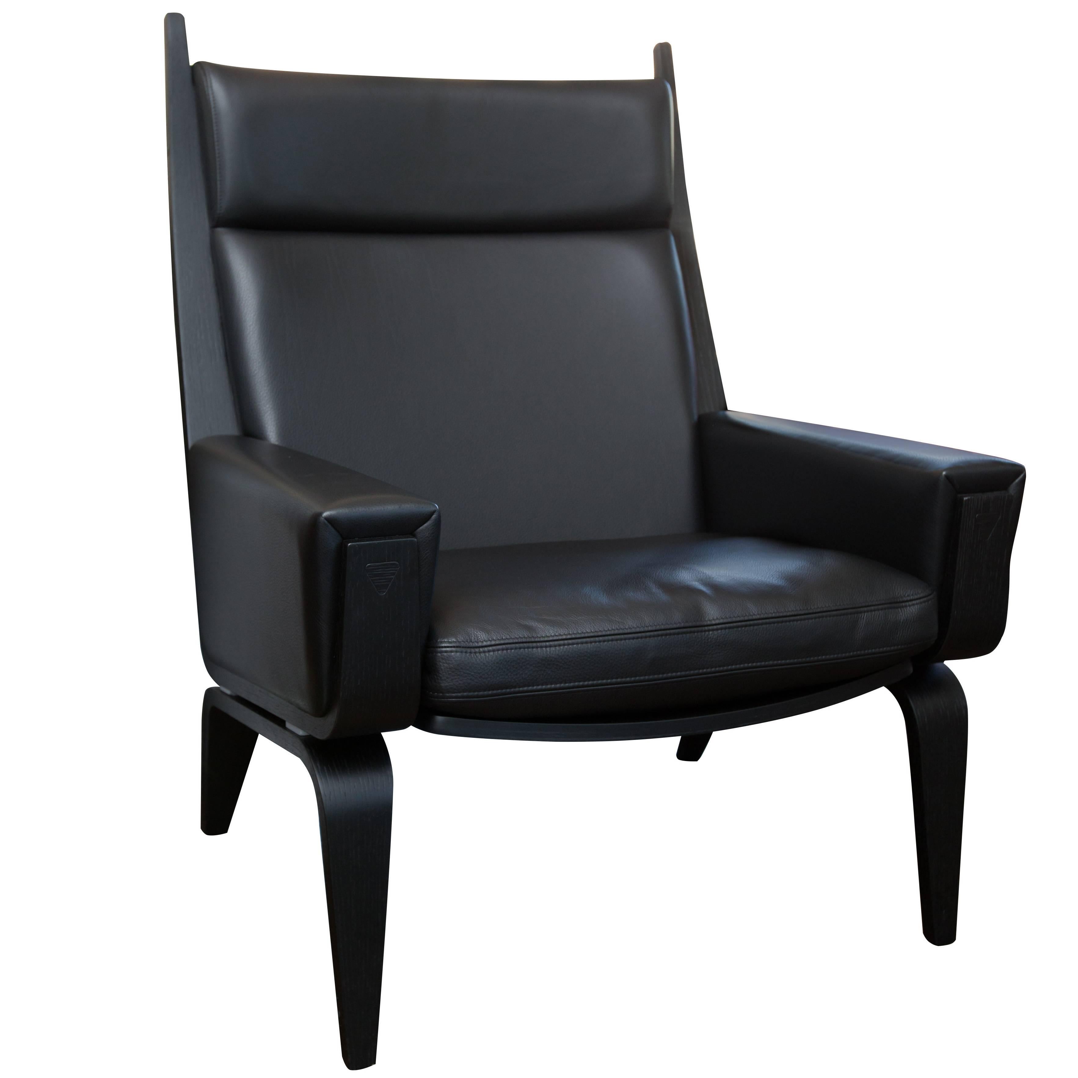 Hans Wegner GE501A Easy Chair in Black Leather