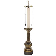 Mid-Century Brass Lotus Motif Table Lamp