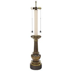 Mid-Century Brass Lotus Motif Table Lamp 1