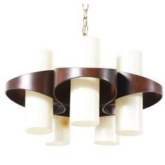 Mid-Century Five-Light Bent Plywood Chandelier