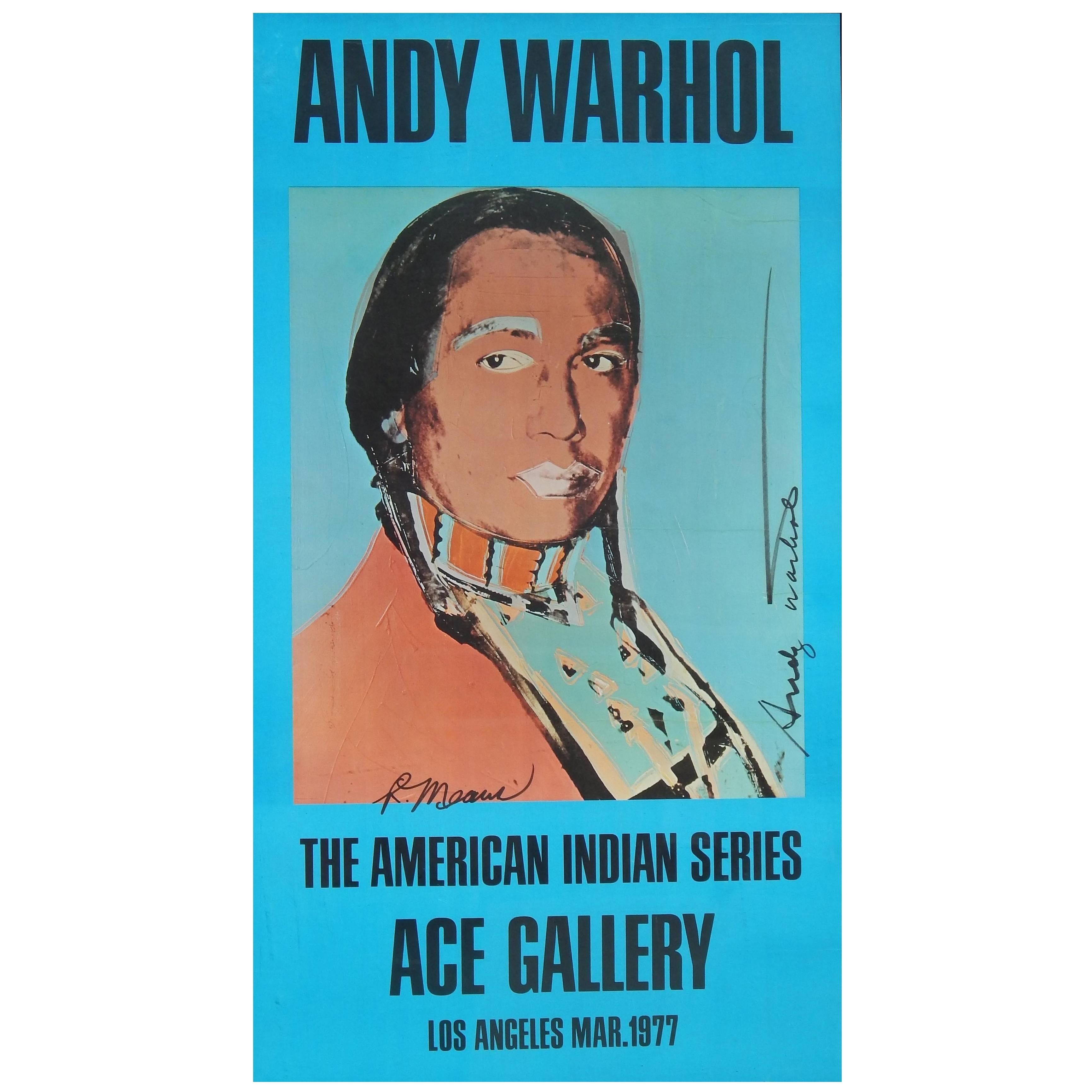 Andy Warhol/Russell Means Signed Native American Poster for Ace Gallery, 1977