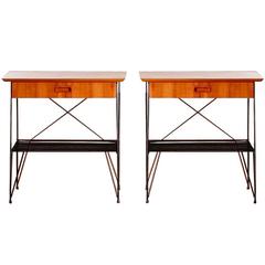 1950s, Gullberg Style, Two Teak Nightstands/ Bedside Tables