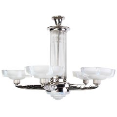 Stunning 1920s French Art Deco Chandelier by Petitot