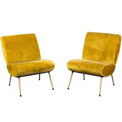Exceptional Pair of Mid-Century Modernist Lounge Chairs in the Manner of Jacques